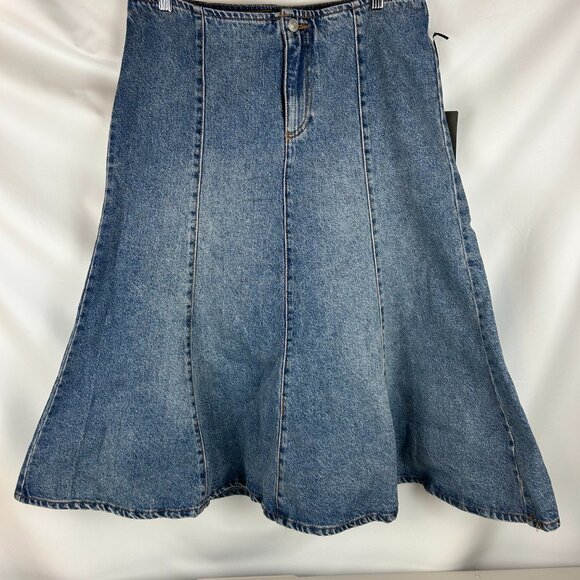 Future Collective Flared Denim Women's Midi Skirt Medium Wash Size: 8 - Picture 4 of 11